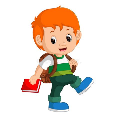 Cute Boy With Backpack Cartoon Stock Vector Illustration Of Cartoon