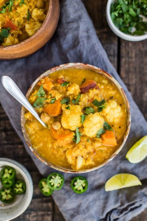 Favorite Curried Red Lentil Chickpea Stew With Cauliflower Sweet