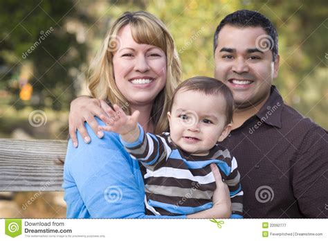 Happy Mixed Race Ethnic Family Outdoors Stock Image - Image of people