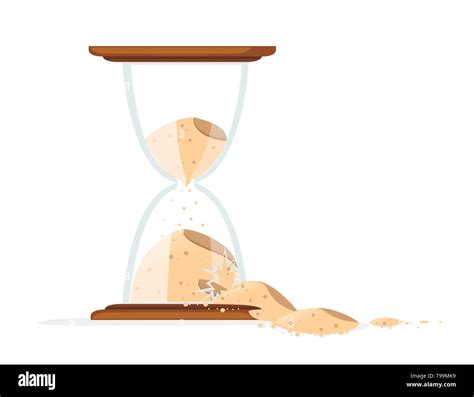 Broken Hourglasses Colored Icon Sand Pours Out Flat Vector