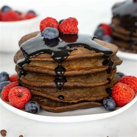 Chocolate Protein Pancakes With Chocolate Sauce Babaganosh