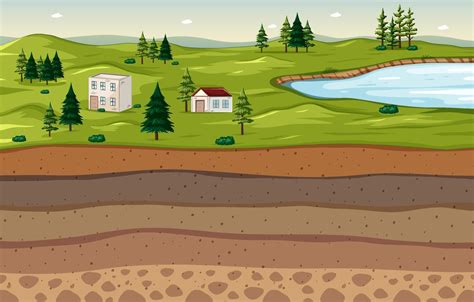 Nature Scene Landscape With Soil Layers 1928966 Vector Art At Vecteezy