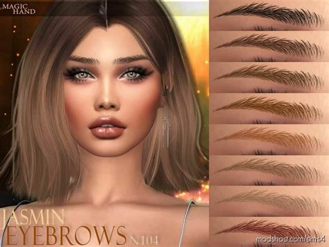 Jasmin Eyebrows N104 Mod For The Sims 4 At Modshost Natural Straight