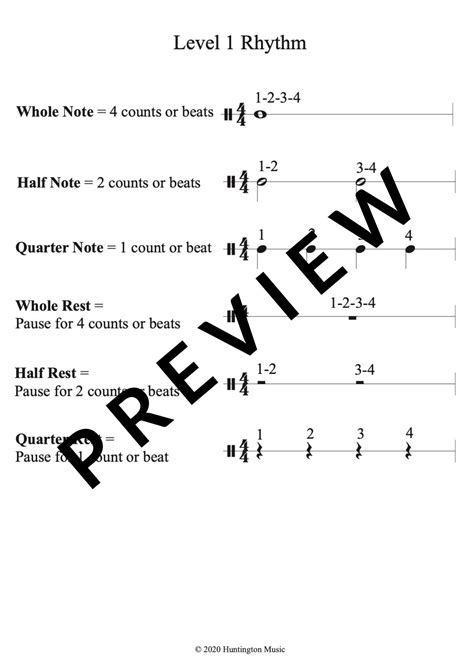 Rhythm Worksheets Level 1 — Huntington Music