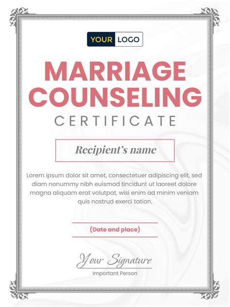5 Free Marriage Counseling Certificate Templates