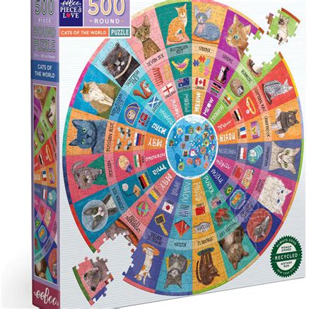 Eeboo Cats Of The World Round Puzzle 500pcs Puzzles Canada