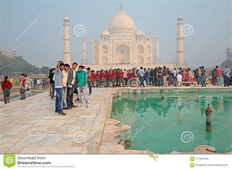 Taj Mahal With Visiting Tourists Editorial Stock Photo Image Of