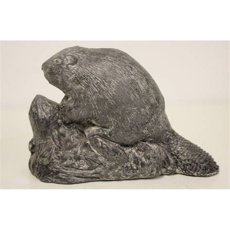 The Wolf Sculptures Inuit Soapstone Carved Beaver A Wolf Original