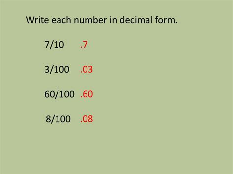Ppt Write Each Number In Decimal Form Two Hundredths Five And Six