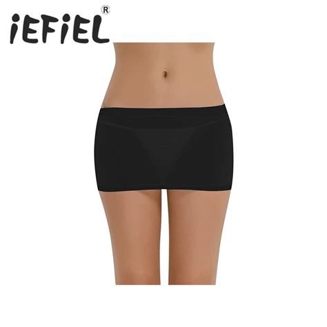 Iefiel New Sexy Women Female See Through Sheer Mini Skirt Party Nightwear Clubwear Skirt Dancing