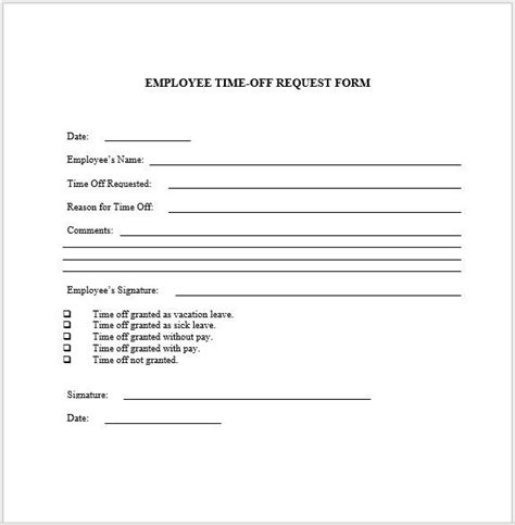 Fillable Time Off Request Form Printable Forms Free Online