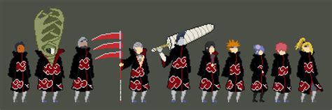 Over the course of several decades, akatsuki took different forms and was led by different individuals. Pixel Akatsuki : Naruto