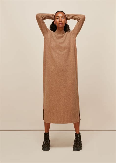 Camel Longline Wool Knit Dress Whistles Whistles Uk