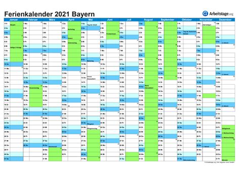 Ferienkalender Bayern 2021 Kalender 2021 Bayern Zum Ausdrucken