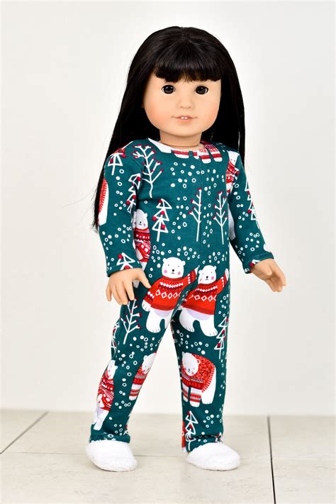 Onesie 18 Inch Doll Clothes Elitedollworld Edw Christmas Pjs
