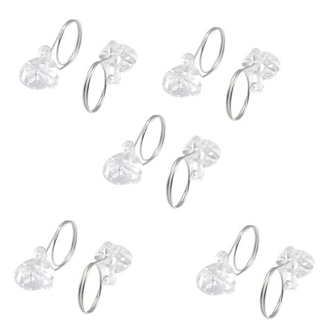 Clear Plastic Toothed Curtain Hanging Ring Clips Rod Mounting Clamps 10