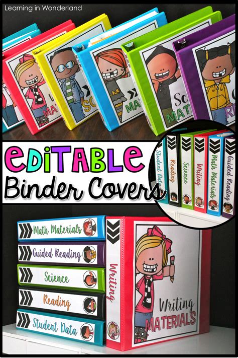 Binder Covers And Spines Editable 100 Kid Options Classroom
