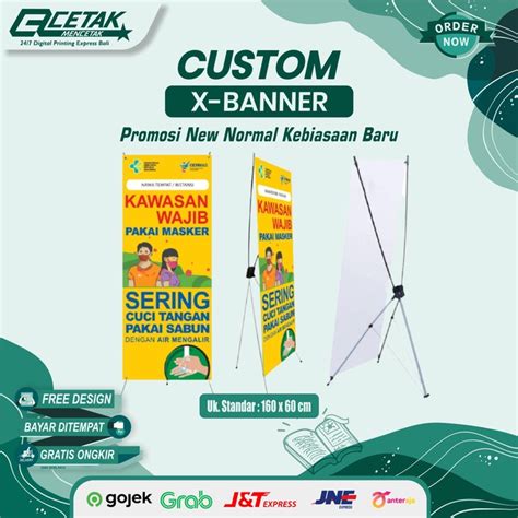 Jual Cetak X Banner Custom Paket Frame 60x160 Dan 80x180 Flexi Tebal