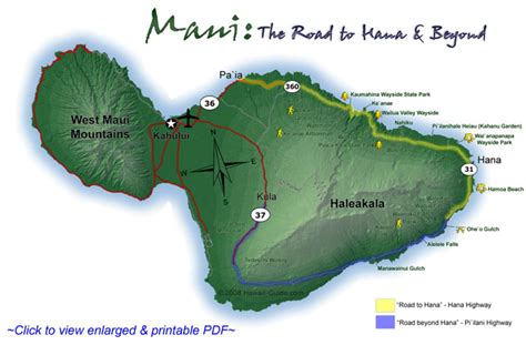 Maps For The Road To Hana Highway And Beyond Maui Hawaii
