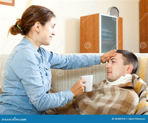 Man Caring For Sick Wife Son Helps Him Royalty Free Stock Photo