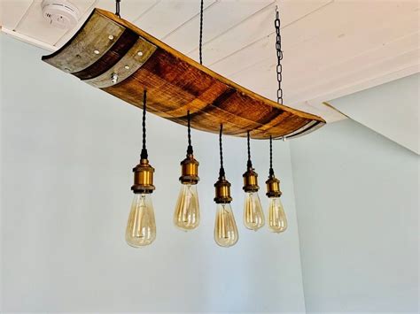 Wine Barrel Stave Chandelier Made From Reclaimed California Etsy