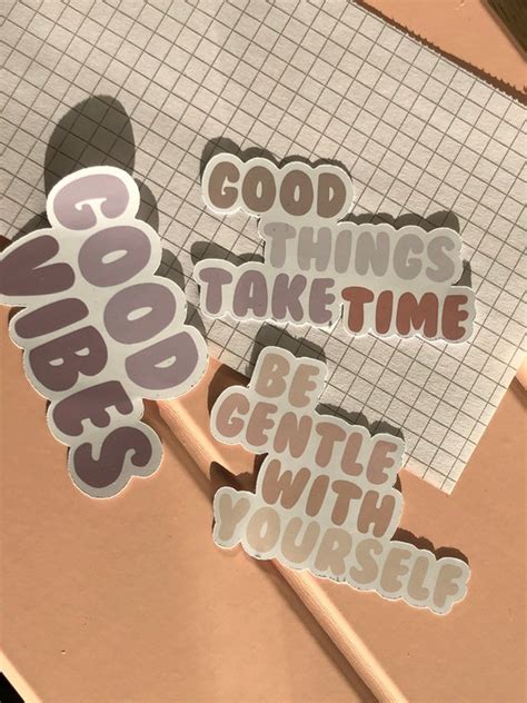 Aesthetic Text Stickers Glossy Not Water Resistant Etsy