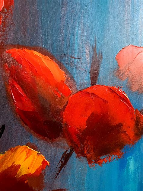 Red Flowers Abstract Flowers Oil Painting Oil On Canvas Wall Etsy