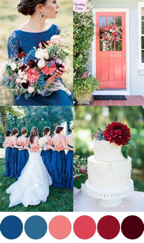 A Royal Blue Coral And Cranberry Wedding Palette Wedding Color Schemes