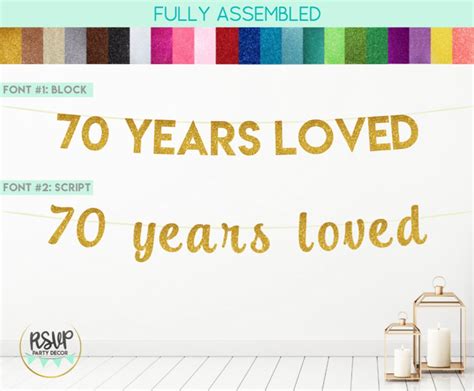 70 Years Loved Banner 70 Years Loved Sign 70th Birthday Etsy