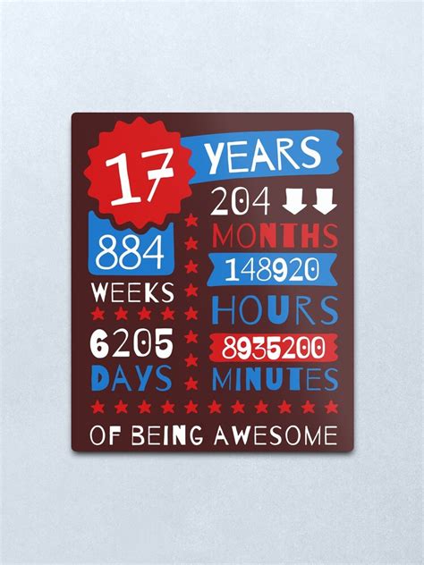 17 Years Of Being Awesome Splendid 17th Birthday T Ideas Metal