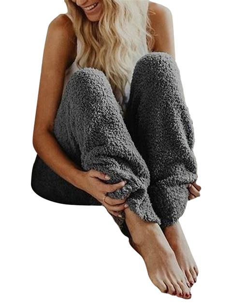 Women Soft Fleece Sleep Lounge Pants Warm Plush Fluffy Fuzzy Pajama