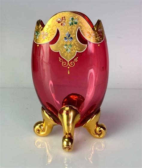 Enameled And Gilt Signed Moser Vase