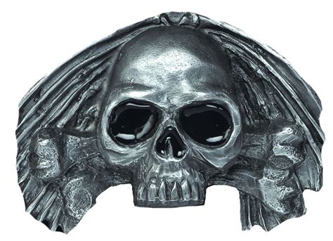 A properly fitted belt should buckle in the center hole. Buy Bones and Skull Pagan Belt Buckle | BuckleMyBelt.com