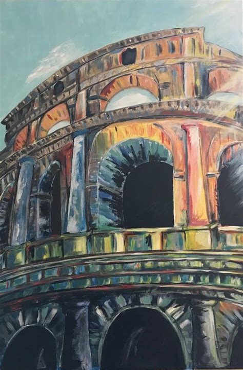 A Visit To The Colosseum Is Painted On Cotton Canvas 20x30 Acrylic