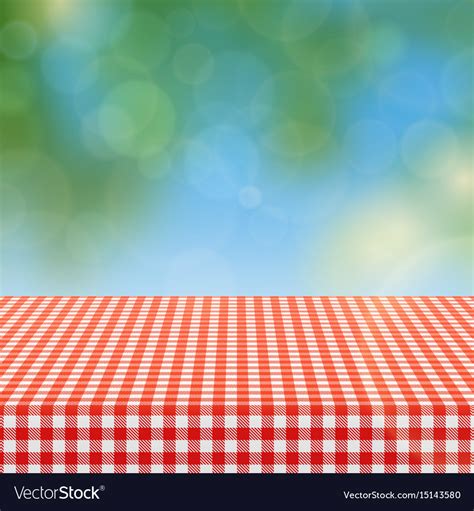 Picnic Table With Red Checkered Pattern Of Linen Vector Image