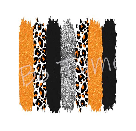 Orange Leopard Print And Black Brushstroke Background Png Sublimation