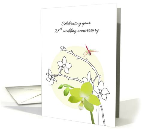 28th Wedding Anniversary Orchid Anniversary Flower And Dragonfly Card