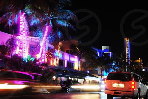 Colorful Neon Light Night Life Photography Ocean Drive Miami Beach