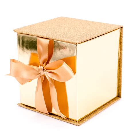Gold Glitter 4x4 Small T Box With Shredded Paper Filler T Boxes