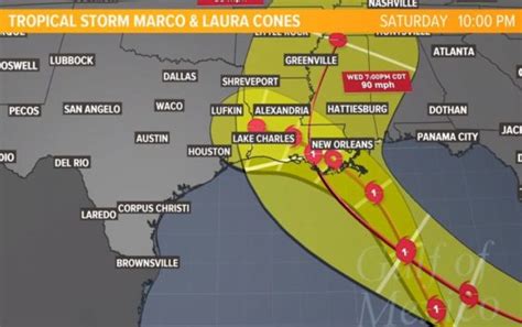 Tropical Storm Lauras Track Shifts Slightly West While Marco Takes