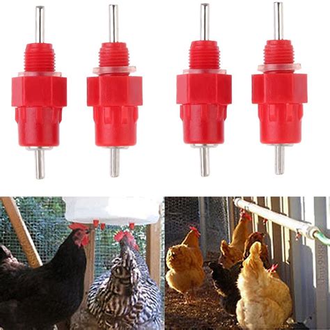 20x20 Pcs Quail Chicken Drinking Water Nipples Red Steel Ball Drinkers