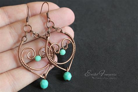 Copper Wire Wrapped Earrings With Opaque Turquoise Firepol Flickr