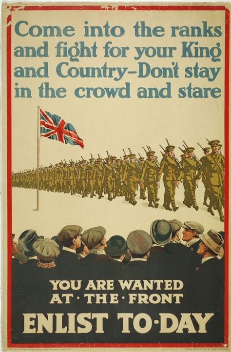 Enlist To Day King And Country Recruitment Poster Wwi