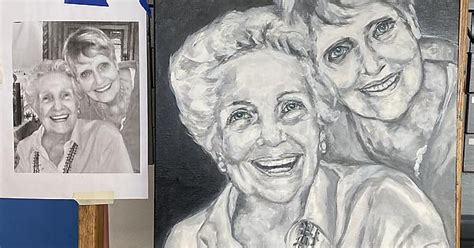 Recent Black And White Acrylic Portrait The Young Lady On The Left Was