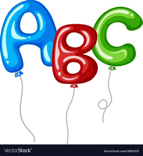 Balloons With Alphabets Shapes Abc Royalty Free Vector Image