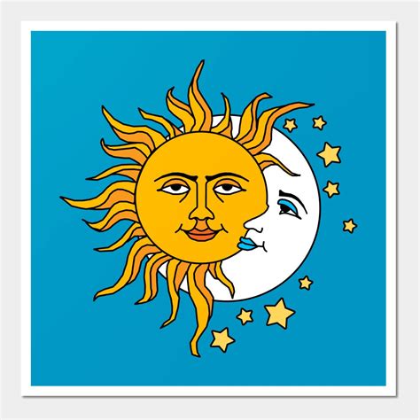 The Sun And The Moon Are Painted On A Blue Background