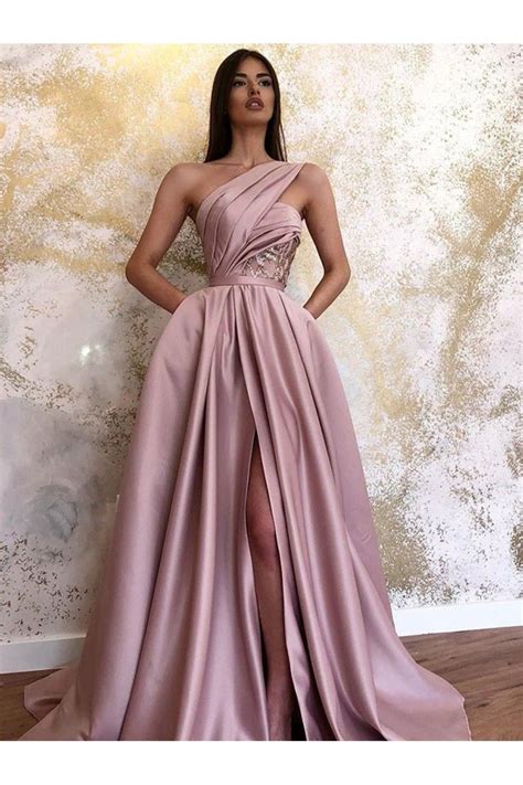 A-Line One-Shoulder Long Prom Dress Formal Evening Dresses 601737 in