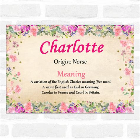 Charlotte Personalised Name Meaning Coaster The Card Zoo