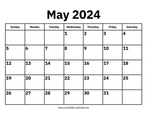 May 2024 Calendar To Print A Printable Calendar