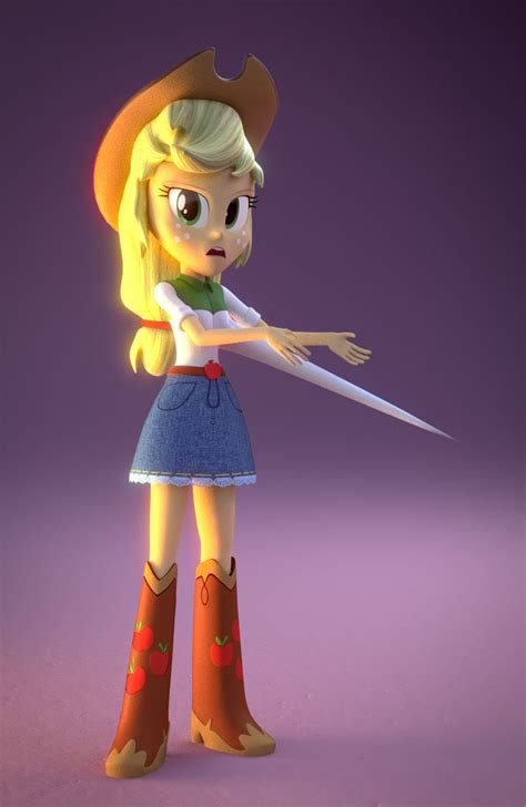 782257 3d Applejack Artistcreatorofpony Blender Equestria Girls